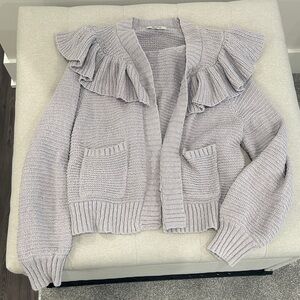 Madewell Lavender Ruffled Cardigan